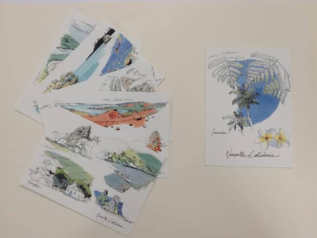 Cartes postales avec illustrations pastelles